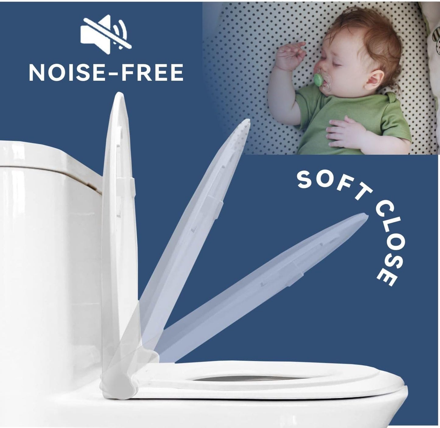 JINGZE Round Toddler Toilet Seat Adult/Child,Built-In Potty Training Seat, Soft Quiet Close Non-Slip Seat, Easy to Install & Clean,Magnetic Kids Seat and Cover,White