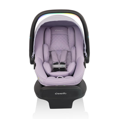 Evenflo LiteMax NXT Rear-Facing Lightweight Preemie and Infant Car Seat 3-30lbs with SensorySoothe. Easy Install with Base (Quartz)
