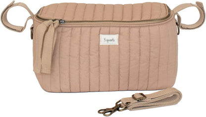 3 Sprouts Universal Quilted Stroller Organizer with Cup Holder and Zip Top - Durable Caddy Accessory with Storage - Shoulder Strap Converts Organizer to Small Diaper Bag - Gray