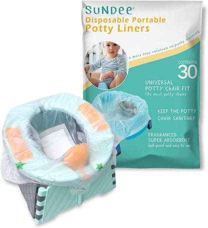 Potty Chair Liners, Portable Disposable Potty Liner Bags for Universal Potty Training Toilet Seat, Toddler Outdoors Travel Baby Toilet Liners - 60 Pack