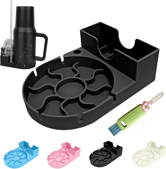 Silicone Bottle Drying Rack for Stanley Cup, Space Saving Tumbler Drying Rack for Water Bottles, Mugs, Glasses, Baby Bottles, Kitchen Accessories with Multifunction Brush(Black)