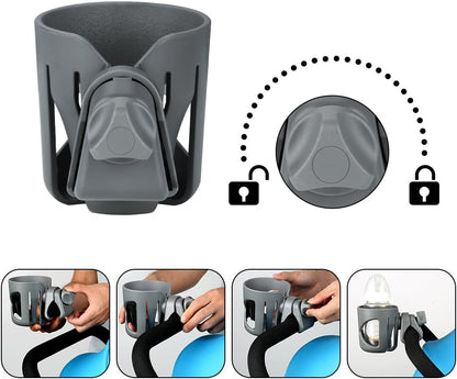 Accmor Universal Cup Holder, Stroller Cup Holder with Phone Holder, 360° Rotatable Large Caliber Designed Bottle Holder for Stroller, Bike, Wheelchair, Walker, Scooter