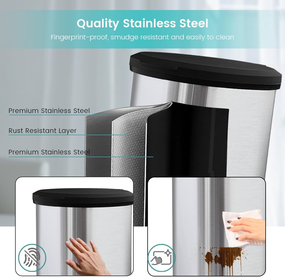 Diaper Pail, Baby Diaper Trash Can with Removal Inner Liner, Childproof Lock, Stainless Steel Garbage Pail with lid, Soft Close, Odor Control Diaper Disposal Bin, 4 Gallon Pink Diaper Can