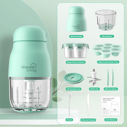 Baby Food Maker with Glass Cups & Freezer Tray, Compact Baby Processor for Smoothies, Hands-Free One-Touch, 230W Motor