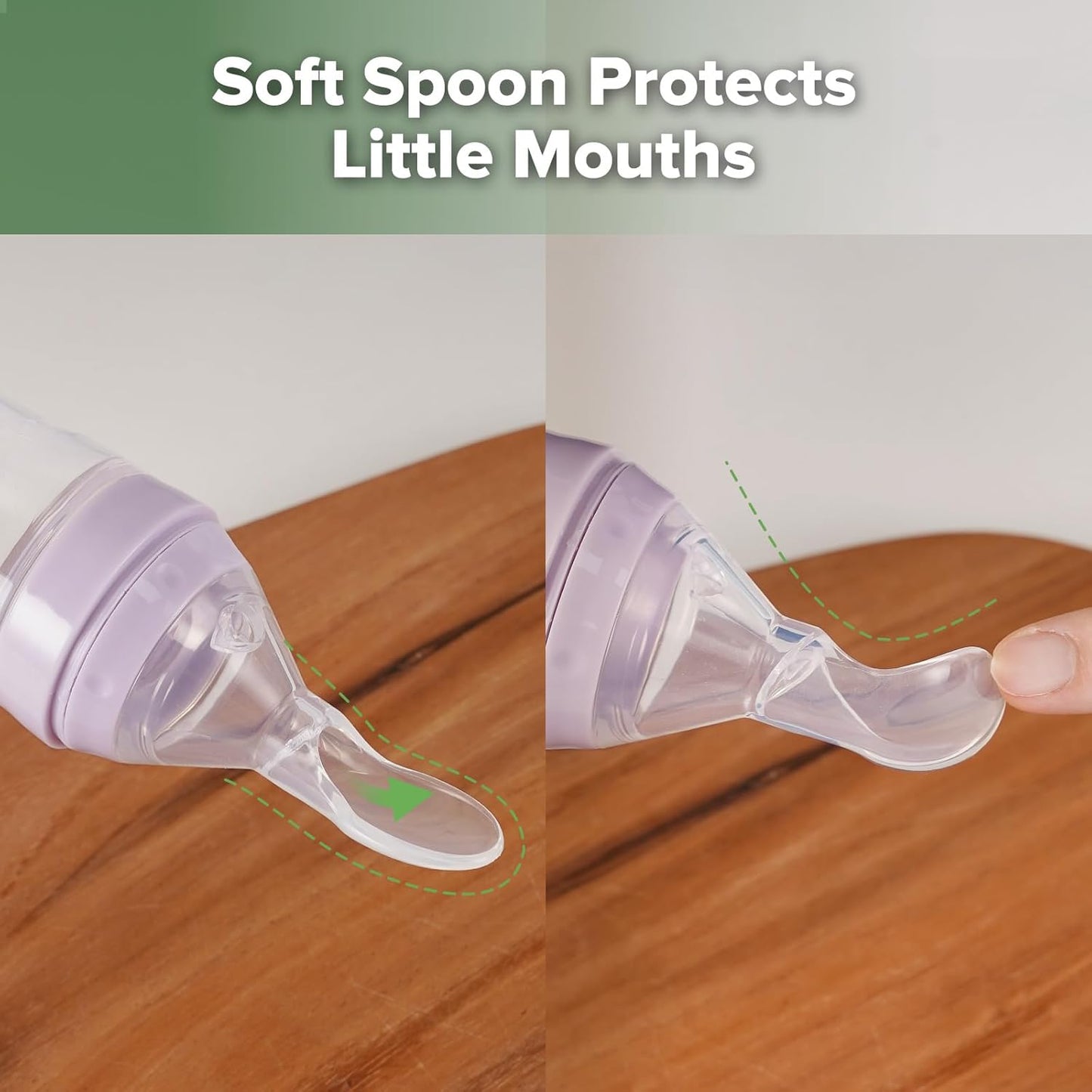 Haakaa Silicone Baby Food Dispensing Spoon Feeder 4oz - Infant Squeeze Cereal Feeder, Baby Fresh Food Feeder, Feed Bottle for Puree, Solid Baby Food, BPA Free, 4m+ Babies – Grey
