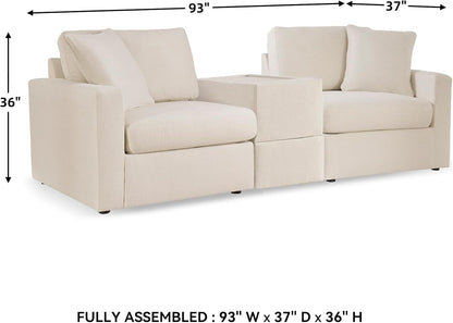 Signature Design by Ashley Modmax Coastal Press-Back Swivel Glider Rocker Recliner with Machine Washable Cover, Hidden Storage Compartments and 2 Bolster Pillows, Beige - Colors A