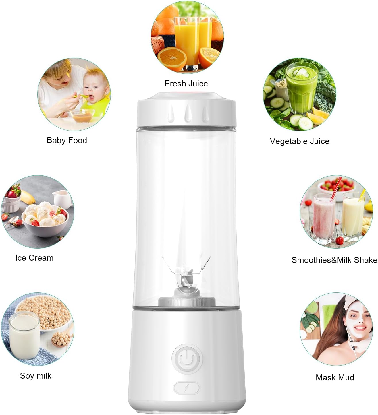 Mulli Portable Blender,USB Rechargeable Personal Mixer for Smoothie and Shakes, Mini Blender with Six Blades for Baby Food,Travel,Gym