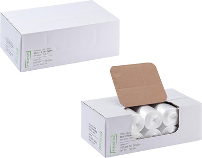 TYPLASTICS 20-30 Gallon Clear Trash Can Liners - 30" x 37" - High Density Garbage Bags - Case of 500 - Multipurpose for Office, Outdoor, Recycling, Industrial and Commercial