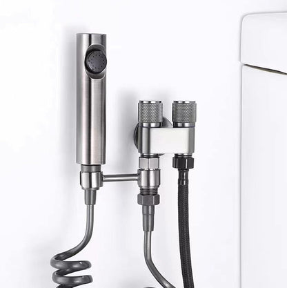 Handheld Bidet Sprayer for Toilet , Stainless Steel Sprayer Attachment for Feminine Wash and Double Switch Independent Control Bidet Attachment for Toilet , great for Feminine Wash , Cloth Diaper