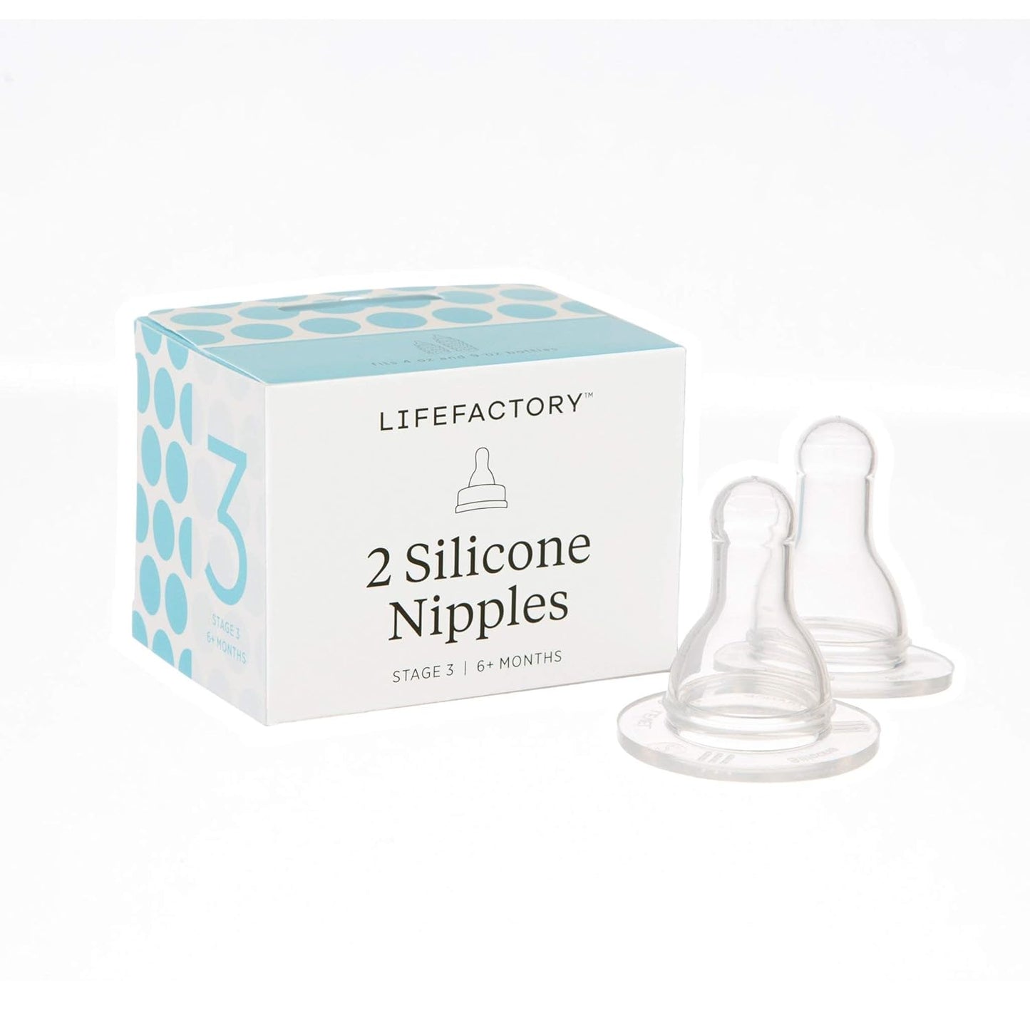 Lifefactory BPA-Free Stage 1 (0-3 Months) Silicone Nipples, 2-Pack