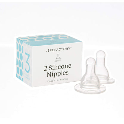 Lifefactory BPA-Free Stage 1 (0-3 Months) Silicone Nipples, 2-Pack