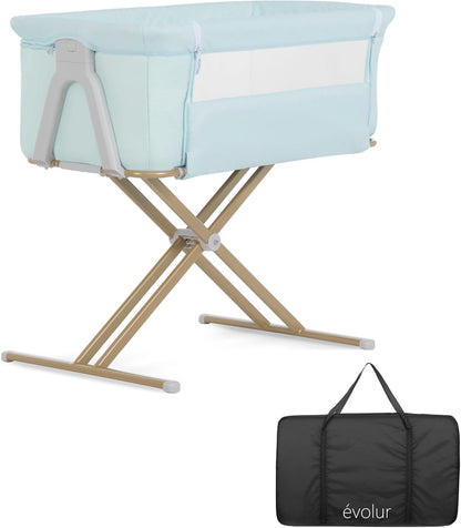 Evolur Orabelle Baby Bassinet & Bedside Sleeper, Breathable Mesh Sides, Plush Mattress Pad with Removable Cover, Tool-Free Assembly, Quick Foldable Steel Frame Compact Design with Travel Bag – Black
