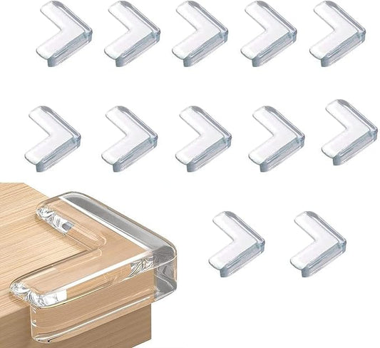 Corner Protector, Baby Proof Furniture Corner Guards, Safety Bumpers & Cushion to Cover Sharp Furniture & Table Edges,Clear and Transparent,Pre-Taped (12 Count L-Shape(Park of 1))