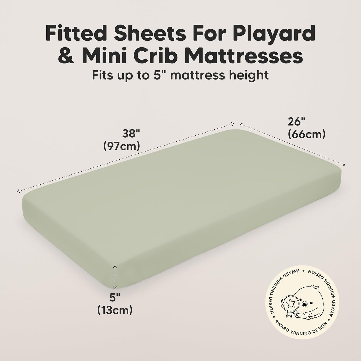 2-Pack Mini Crib Sheets Fitted - 38x26 Pack N Play Sheets for Pack and Play Mattress, Organic Cotton, Soft & Breathable Playard Bedding, Neutral Mini Toddler Bed Cover for Boys, Girls (Dragon Tale)