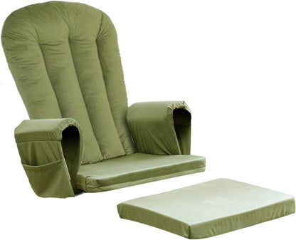 5PCS Suede Glider Rocker Replacement Cushions with 29.5" High Backrest & Side Pockets, Thickened Soft Glider Rocking Chair Cushions with Ottoman Cushion for Indoor Nursery Rocking Chair, Green