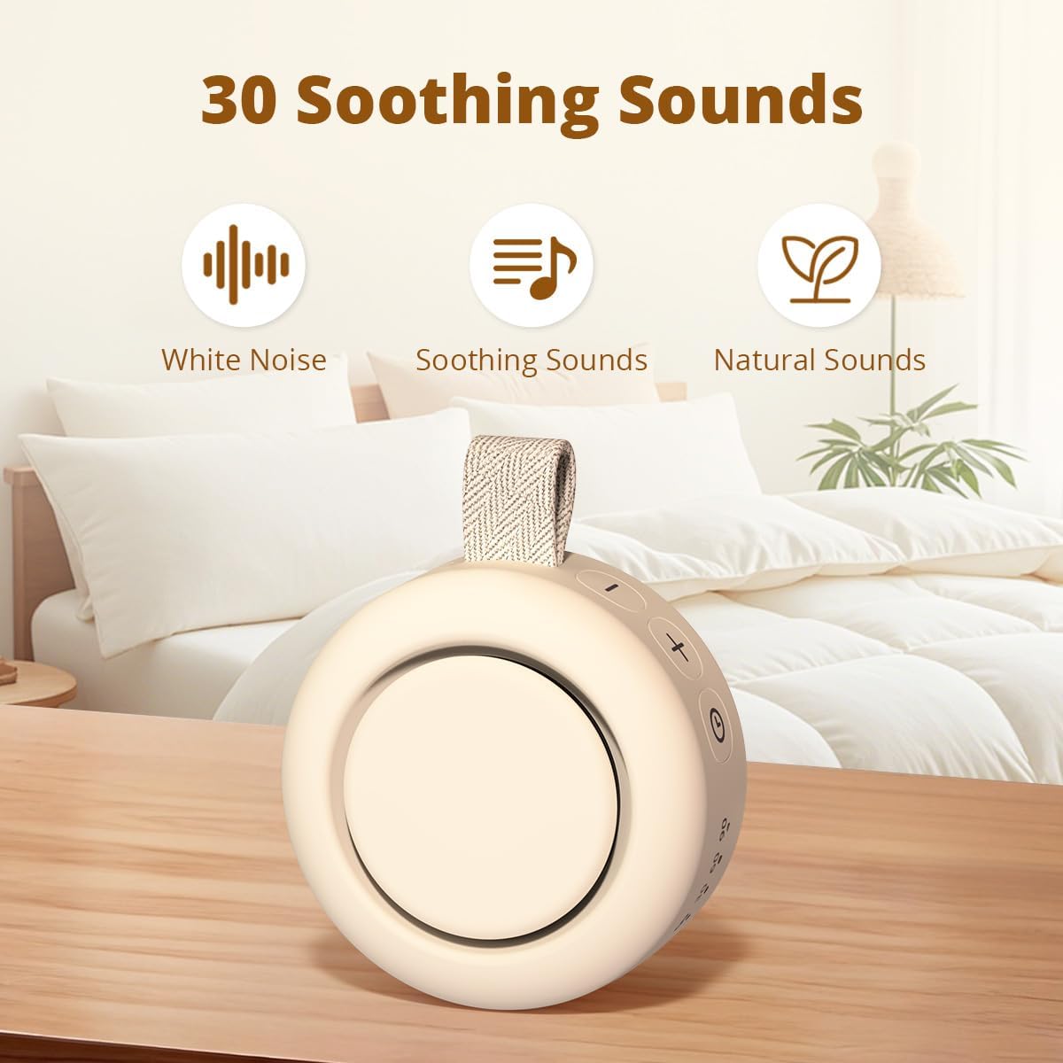 Portable Sound Machine Mini White Noise Machine Powerful Battery 30 Soothing Sounds 4 Timers Memory Function for Baby Kids Adults Brown Noise Sleep Sound Machine for Home Travel Office