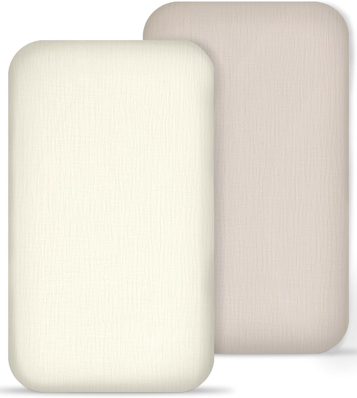 Muslin Bedside Bassinet Sheets 2 Pack, 33x20 Fitted Ultra Soft & Breathable Bedside Sleeper Sheets, Ideal for Baby Girl and Boy, Perfect for Newborns (Hopping Bunnies & Beige)