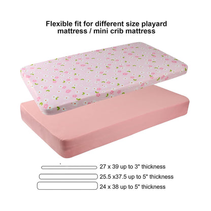 Onacosht Pack and Play Sheets 3 Pack for Baby Boy, Stretchy Jersey Knitted Portable Mini Crib Sheets Playard Mattress Cover, Woodland Animal Elephant Fox Lion Bear Giraffe Zebra Printing