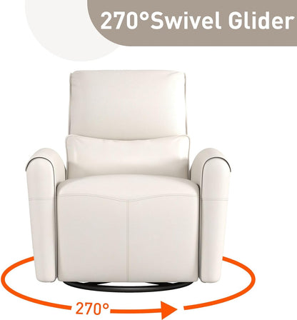 Bonzy Home Power Swivel Rocker Recliner Chair with USB Port, 23.2" Wide Seat, Fixed Lumbar Support, Upholstered Glider Chair for Nursery Living Room, Brown