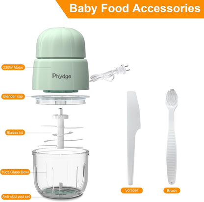 Baby Food Maker, Green Baby Food Blender, 10oz Baby Food Puree Maker, Food Processor for Baby Foods Fruit Vegetable Meat, 10-Second Quick Soft Food Prep for Baby