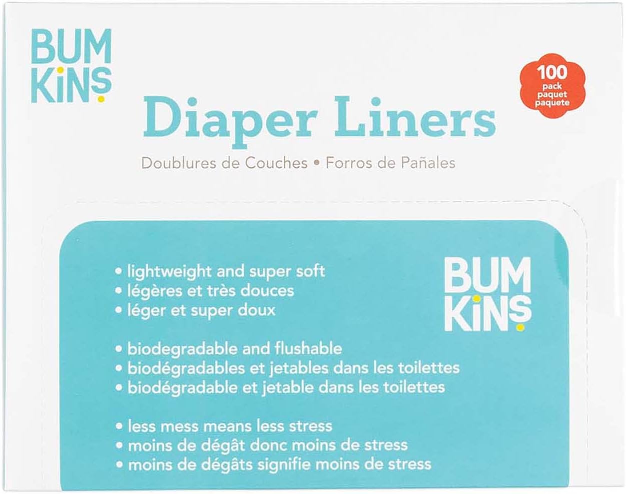 Bumkins Disposable Cloth Fabric Diaper Liner, Biodegradable, Neutral, 100 Count (Pack of 1)