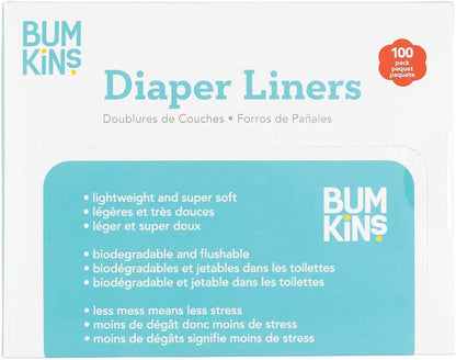 Bumkins Disposable Cloth Fabric Diaper Liner, Biodegradable, Neutral, 100 Count (Pack of 1)