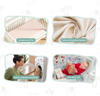 4 Pack Bassinet Sheets (19" x 33"), Compatible with Baby Delight, BabyBond, Dream On Me and Most Rectangle Bedside Sleeper Bassinet Mattress, Soft and Skin-Friendly, Mint Green and Color Rainbow