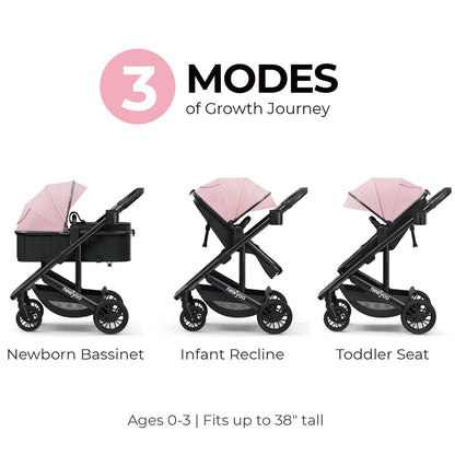 newyoo Infant Stroller with Bassinet Mode, Nestro 516M, Convertible Baby Strollers with Reversible Seat & Cup Holder, Coches para Bebes, 2-in-1 Rear-Facing Pram, Warm Taupe