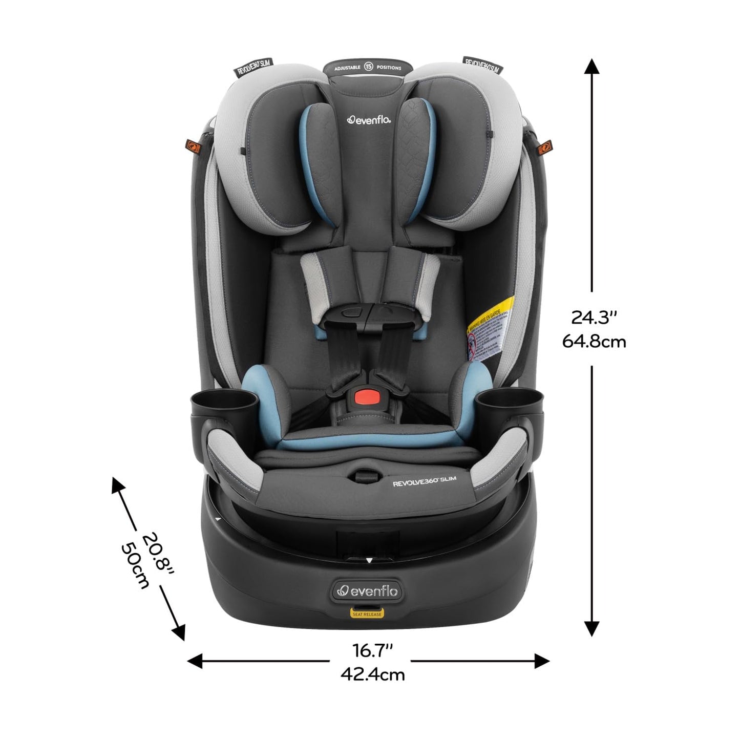 Evenflo Revolve360 Slim 2-in-1 Rotational Car Seat with Quick Clean Cover (Salem Black)