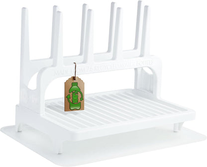 PopYum Seattle Gray Space Saving Drying Rack Made from 100% Recycled Bottles, Countertop for Baby Bottle, Plastic Bags, Cups, Glass, Tumblers, Compact