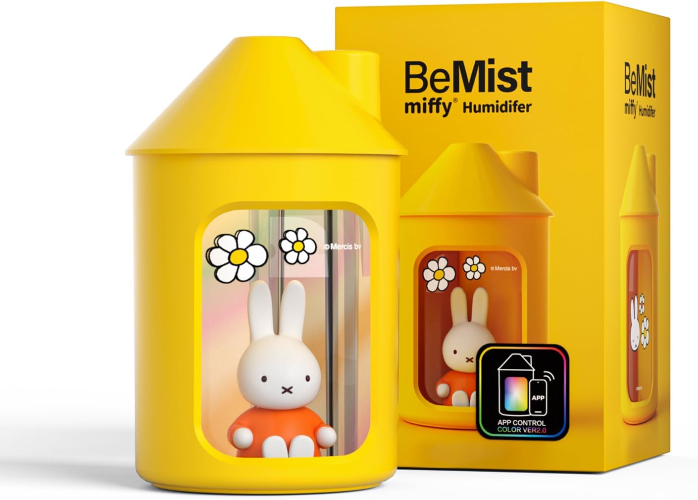 Mipow X Miffy Double Spray Humidifier 2.0 Smart App-Control RGB LED, Mini Cute Humidifier with Night Light, 500ml for Bedroom, Nursery/Office - Blue