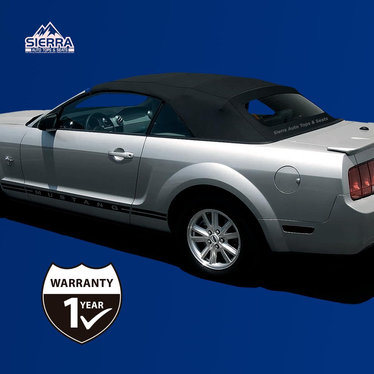 Sierra Auto Tops & Seats Convertible Top for 1994-2004 Ford Mustang - Saddle, Sailcloth Vinyl - Convertible Top Replacement with Plastic Window - Mustang Convertible Top, Complete Soft Top