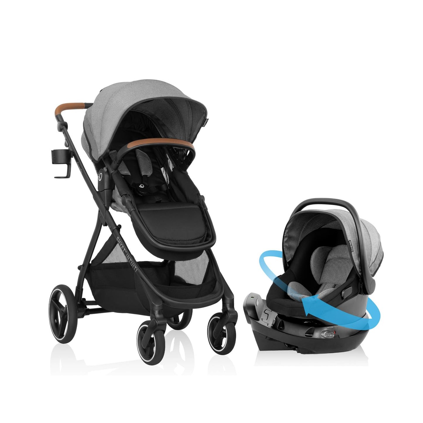 Evenflo Shyft Intuiti Travel System with Revolve180 LiteMax™ NXT Rotating Rear-Facing Lightweight Preemie and Infant Car Seat 3-30 lbs. (Amaranth Pink)
