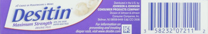 Desitin Maximum Strength Baby Diaper Rash Cream with 40% Zinc Oxide, Travel Size, 1 oz (Pack of 6)