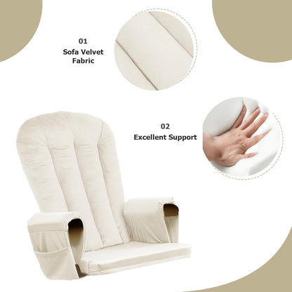 5PCS Suede Glider Rocker Replacement Cushions with 29.5" High Backrest & Side Pockets, Thickened Soft Glider Rocking Chair Cushions with Ottoman Cushion for Indoor Nursery Rocking Chair, Green