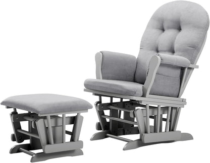 Angel Line Grayson Glider and Ottoman, Black w/Beige Cushion