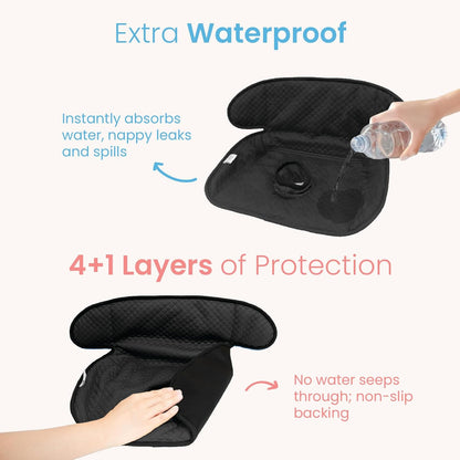 Piddle Pad 2-Pack, Potty Training Car Seat Protector, Toddler Car Seat Cover & Stroller Protector, Machine Washable Waterproof Car Seat, Anti-Slip, Universal Fit (Black)