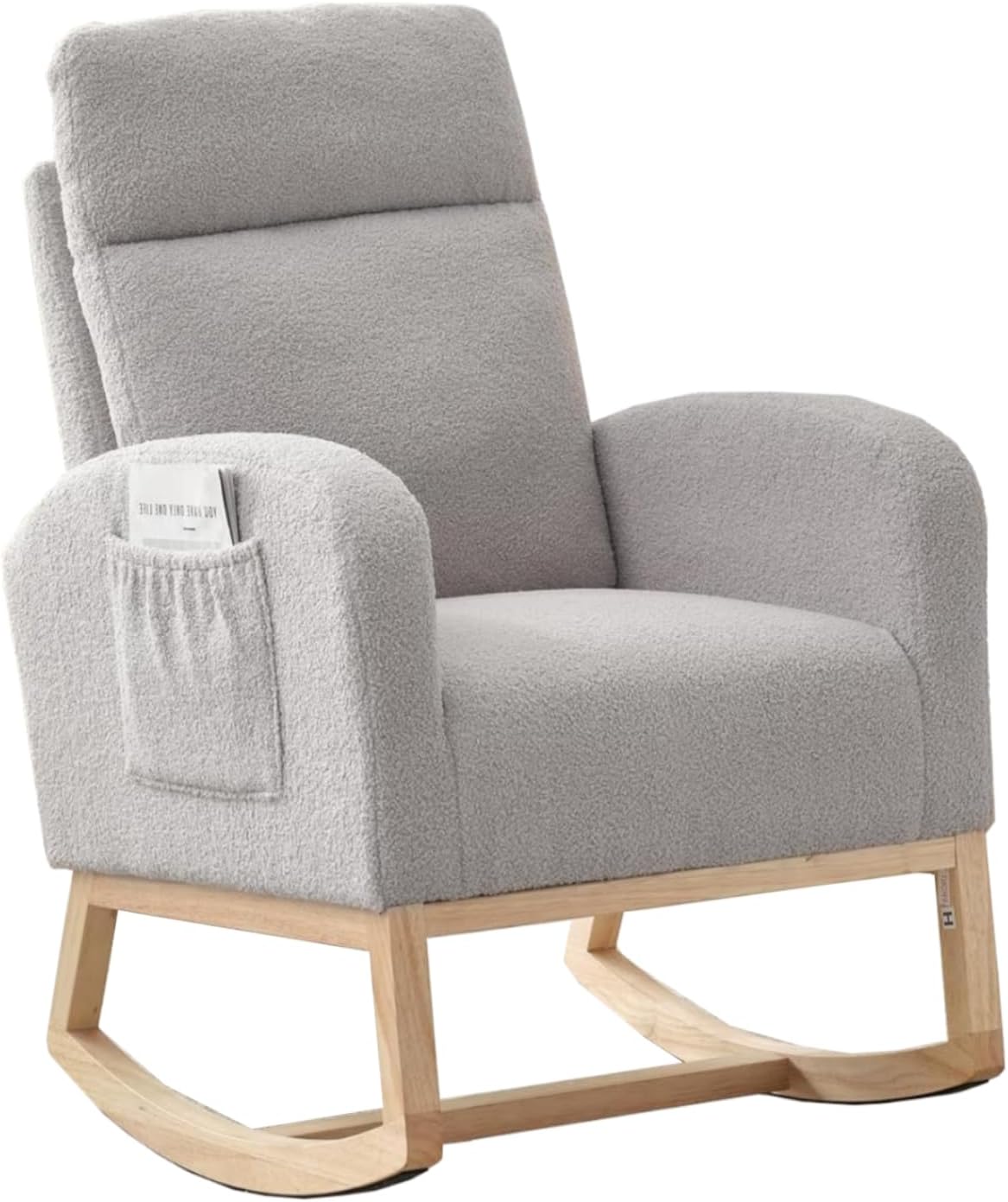 GAOMON Rocking Chair Glider for Nursery, Comfy Rocker Nursery with Side Pocket & High Backrest, Baby Rocking Chair for Breastfeeding, Upholstered Rocker & Living Room, Beige