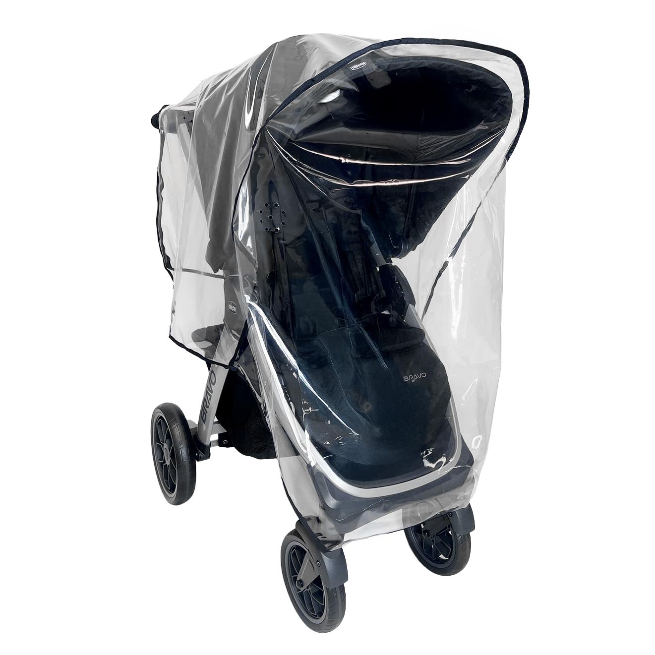 Rain Cover for Chicco Bravo Trio & Primo Travel Systems - SASHA'S Weather Shield - Clear, Ventilation Holes, Maximum Coverage, Made in USA (Stroller & Car seat not Included)