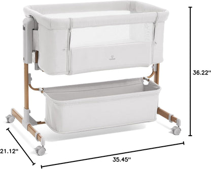 3 in 1 Baby Bassinet, Rocking Bassinet, Bedside Bassinet, 6-Height Adjustable, Bassinet Bedside Sleeper, Bedside Bassient for Baby with Comfy Mattress, Breathable Mesh, Large Storage Basket