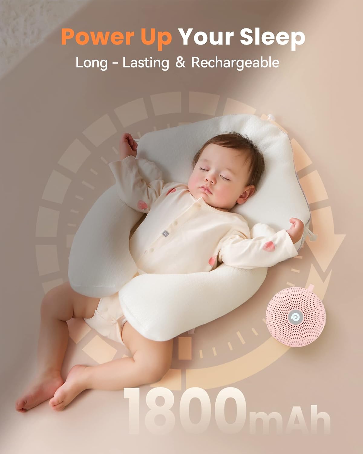 Dreamegg Portable Noise Machine for Baby Adult, Features Powerful Battery, 21 Soothing Sound, Noise Canceling for Office & Sleeping, Sound Therapy for Home, Travel, Registry Gift, Classic White