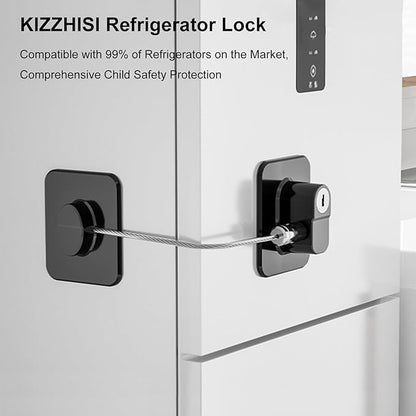 Fridge Lock (4 Pack),Refrigerator Lock with Keys,for Fridge, Cabinet Locks, Drawers, Dishwasher, Toilet and Child Safety Cabinet Locks, 3M Adhesive No Drilling (Black 4pcs)