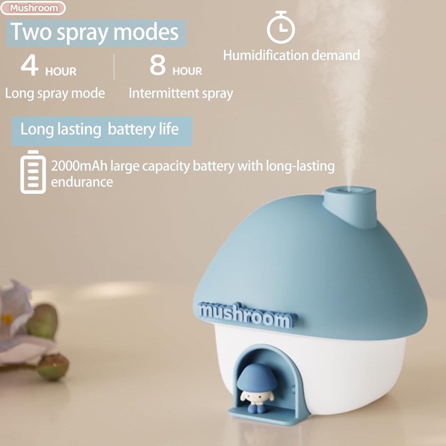 Ultrasonic Humidifiers for Bedroom and Office,Cold fog humidifier with sunset light, baby humidifier with night light,Portable Humidifier, two spray modes and ambient ligh