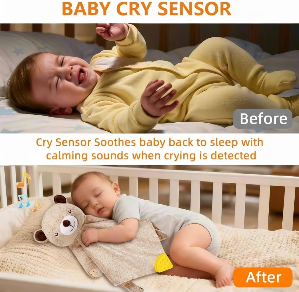 BEREST Unicorn Baby Sleep Soother 4-in-1 Sound Machine with Heartbeat & White Noise|Security Blanket & Pacifier Holder|Soothing Plush Toy for Newborns|Perfect Baby Registry Essential