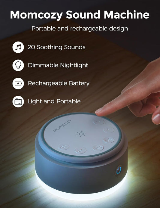 Momcozy Sound Machine for Baby-20 Soothing Sounds & Touch Warm Light Portable White Noise for Kids & Adults for Sleeping Timer and Memory | Ideal Travel Companion & Nursery Must-Have