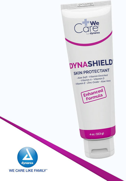 Dynarex DynaShield Skin Protectant Barrier Cream - Zinc Oxide Cream with Vitamins A, D, E, Aloe Vera - Protect and Treat Minor Wounds and Dry Skin - 4 oz. Tube, 1 Count