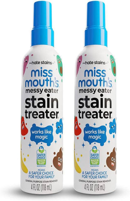 Miss Mouth's Messy Eater Stain Treater Spray - 4oz Stain Remover - Newborn & Baby Essentials - No Dry Cleaning Food, Grease, Coffee Off Laundry, Underwear, Fabric