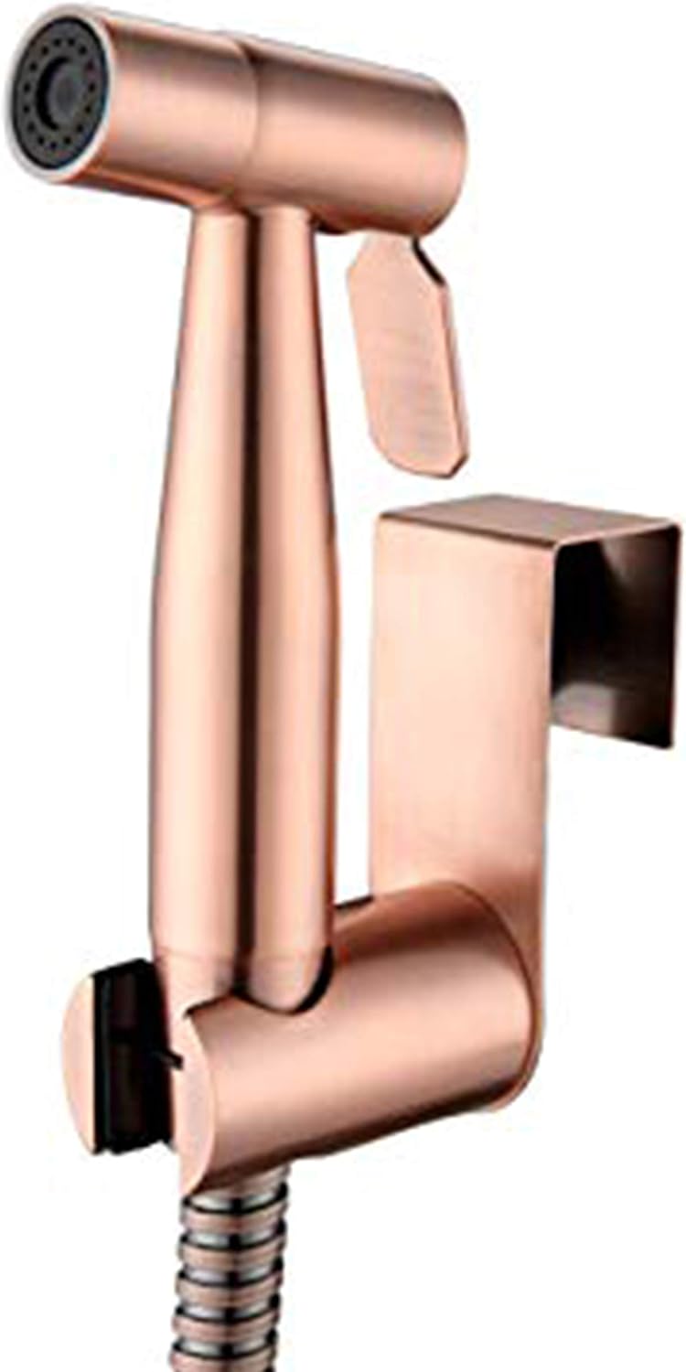Premium Stainless Steel Hand Held Bidet Shower Dual Use Shattaf & Cloth Handheld Diaper Washer Sprayer Complete Bidet Set Spray Kit for Toilet Bronze Gold