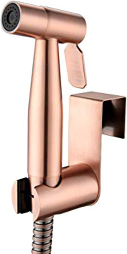 Premium Stainless Steel Hand Held Bidet Shower Dual Use Shattaf & Cloth Handheld Diaper Washer Sprayer Complete Bidet Set Spray Kit for Toilet Bronze Gold