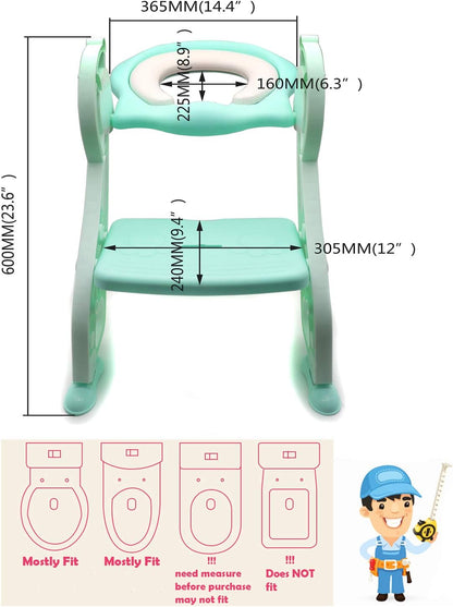 HTTMT- Giraffe Potty Training Toilet Ladder Seat With Upgraded Cushion Step Stool Ladder Toilet Chair/Toilet Trainer for Baby Toddler Kids Children In Pink [P/N: ET-BABY001-PINK STEP]